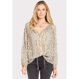 Lovestitch Foil Shirred Neck Blouse Size Medium